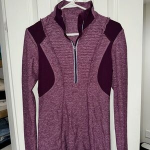 Lululemon Quarter-Zip Long Sleeve Top with Ruffle Detailing – Size 8